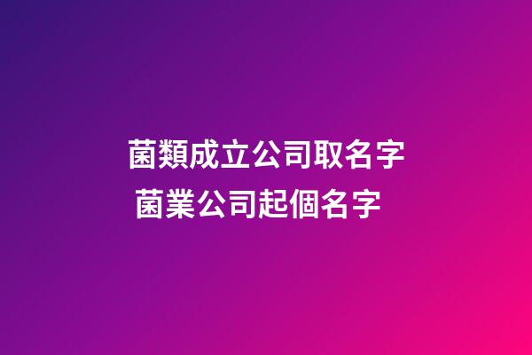 菌類成立公司取名字 菌業公司起個名字